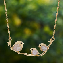 Load image into Gallery viewer, Gold Triple Mother of Pearl Birdie Branch Necklace