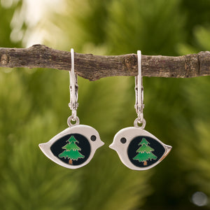 Leverback Evergreen Birdie Earrings