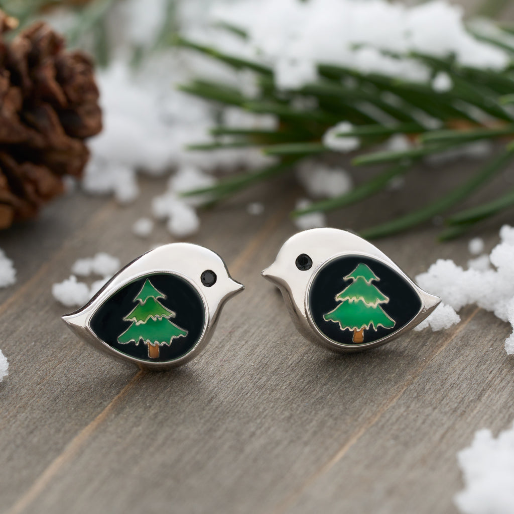 Evergreen Birdie Studs