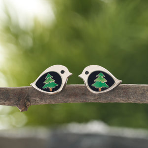 Evergreen Birdie Studs