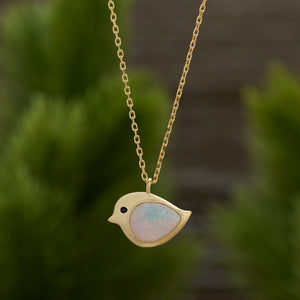 Gold Sterling Silver White Opal Birdie Gift Set