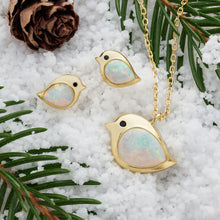 Load image into Gallery viewer, Gold Sterling Silver White Opal Birdie Gift Set