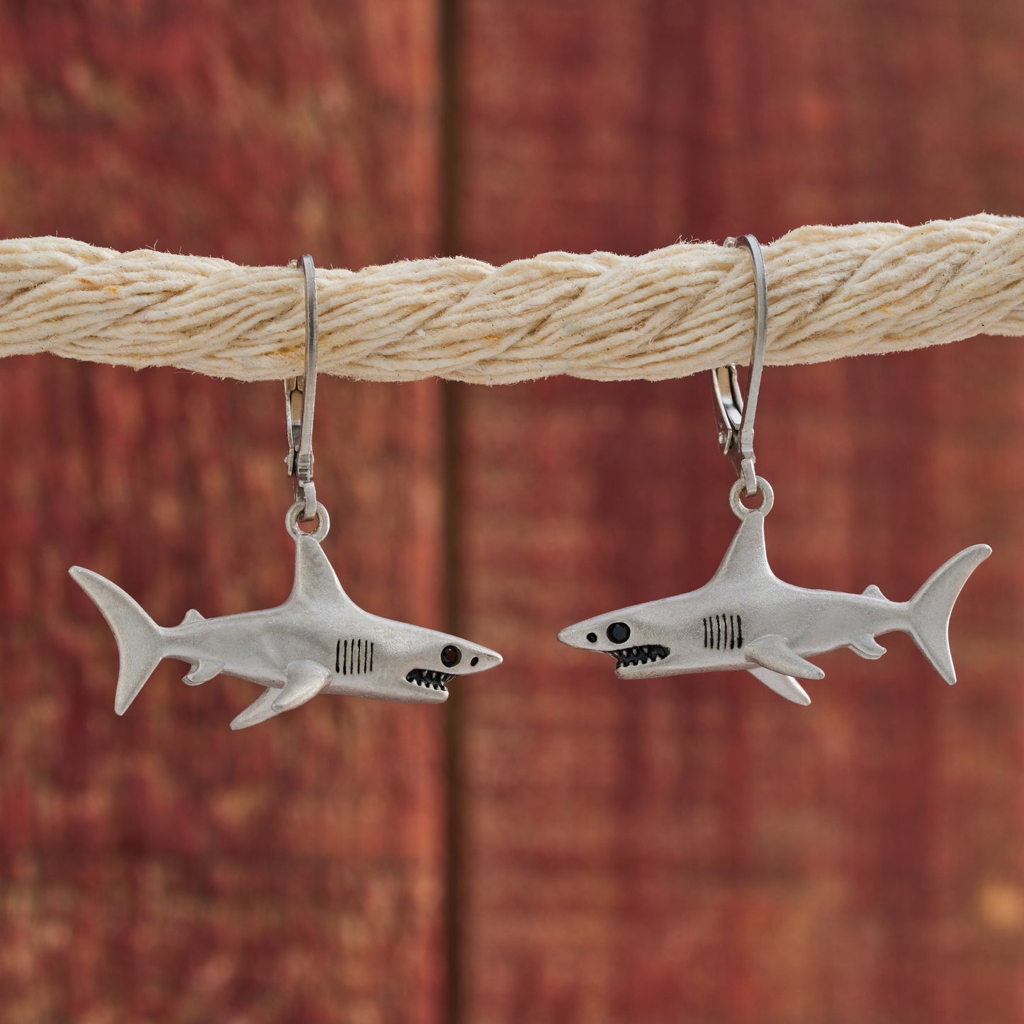 Leverback Shark Earrings