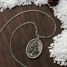 Load image into Gallery viewer, Vintage Oval Pine Tree Necklace