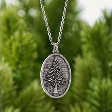 Load image into Gallery viewer, Vintage Oval Pine Tree Necklace