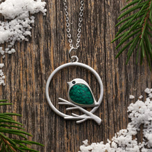 Load image into Gallery viewer, Green Glass Birdie Branch Necklace