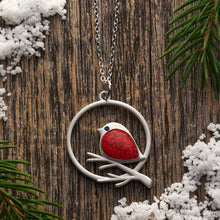 Load image into Gallery viewer, Red Glass Birdie Branch Necklace