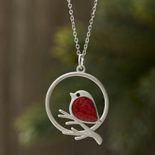 Load image into Gallery viewer, Red Glass Birdie Branch Necklace