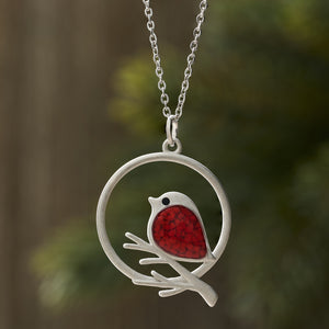 Red Glass Birdie Branch Necklace