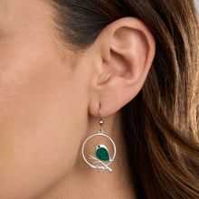 Load image into Gallery viewer, Green Glass Birdie Branch Earrings
