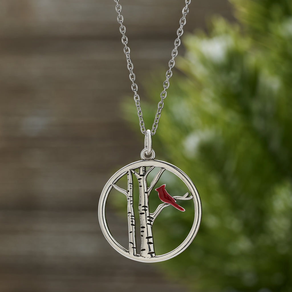 Red Cardinal Tree Necklace