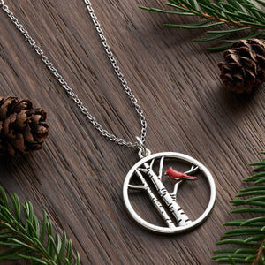 Red Cardinal Tree Necklace