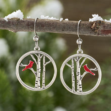 Load image into Gallery viewer, Red Cardinal Tree Earrings