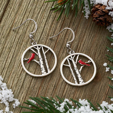 Load image into Gallery viewer, Red Cardinal Tree Earrings