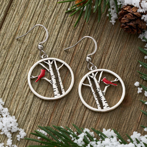 Red Cardinal Tree Earrings