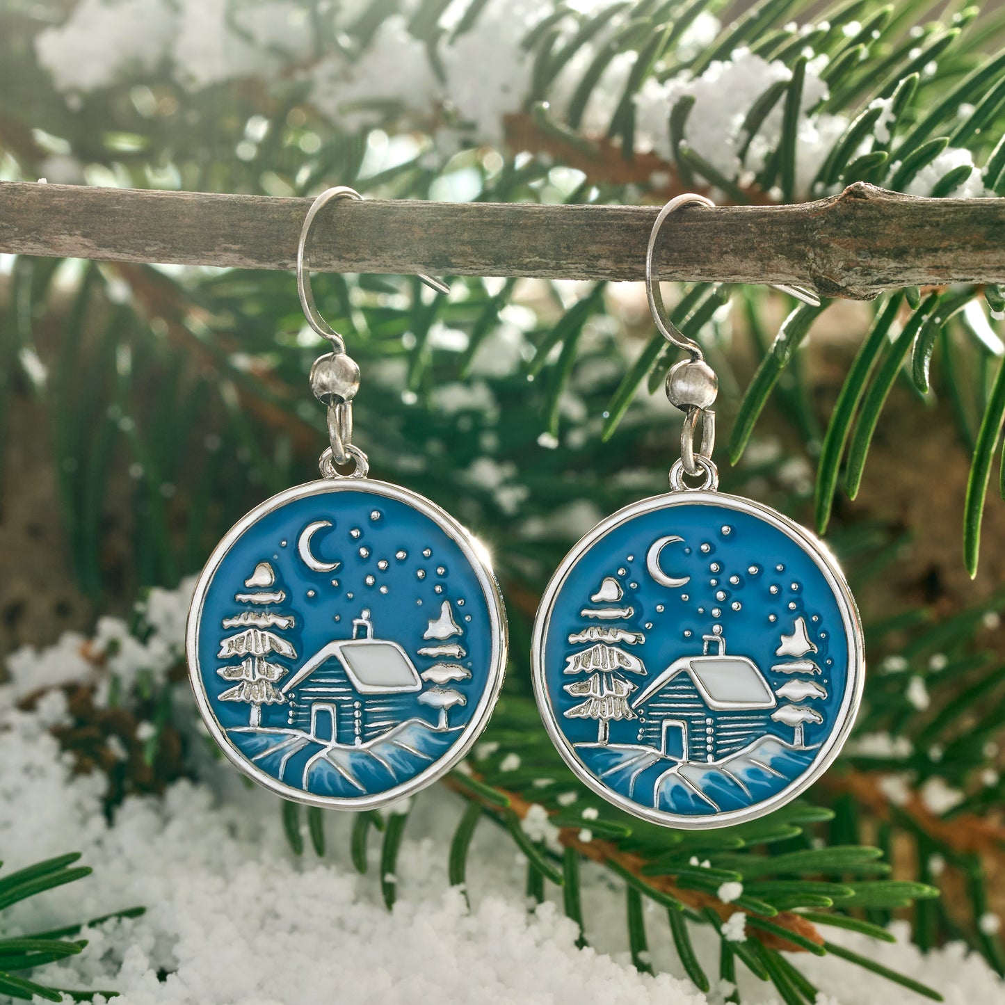 Snowy Forest Cabin Earrings