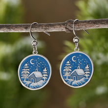 Load image into Gallery viewer, Snowy Forest Cabin Earrings