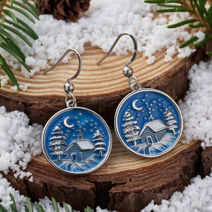 Snowy Forest Cabin Earrings