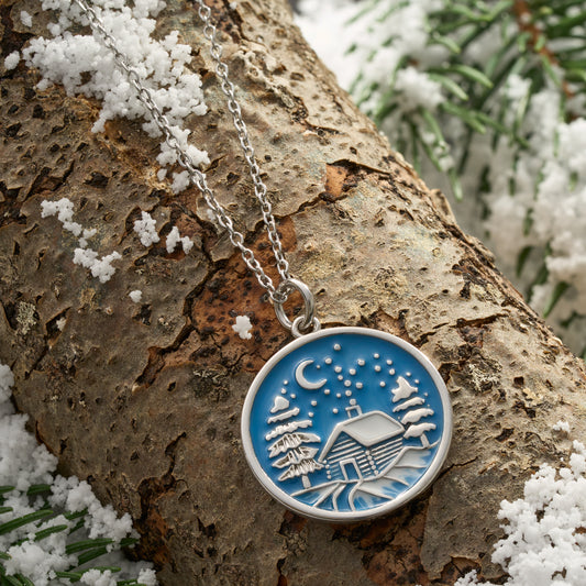 Snowy Forest Cabin Necklace