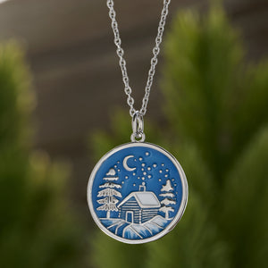 Snowy Forest Cabin Necklace