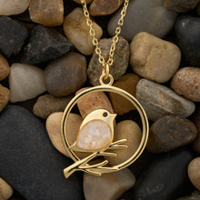 Load image into Gallery viewer, Gold Mother of Pearl Birdie Branch Necklace