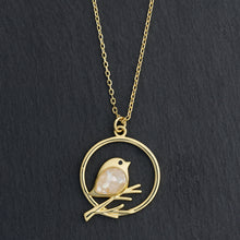 Load image into Gallery viewer, Gold Mother of Pearl Birdie Branch Necklace