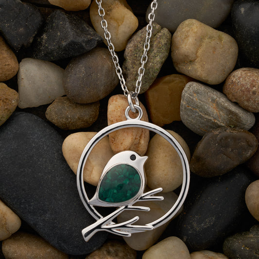 Malachite Birdie Branch Necklace