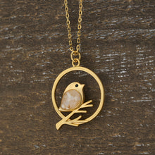 Load image into Gallery viewer, Gold Mother of Pearl Birdie Branch Necklace