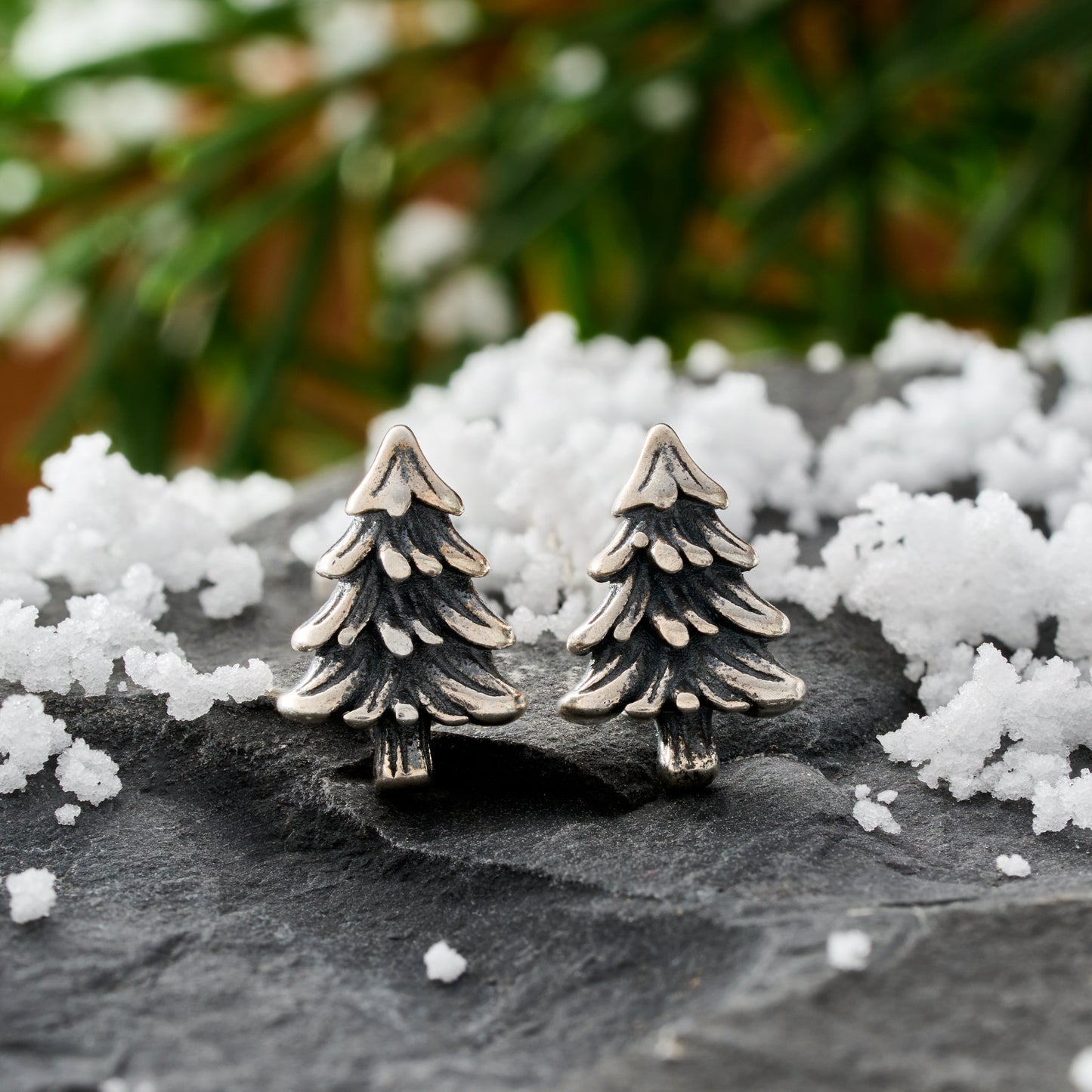 Sterling Silver Tiny Pine Studs