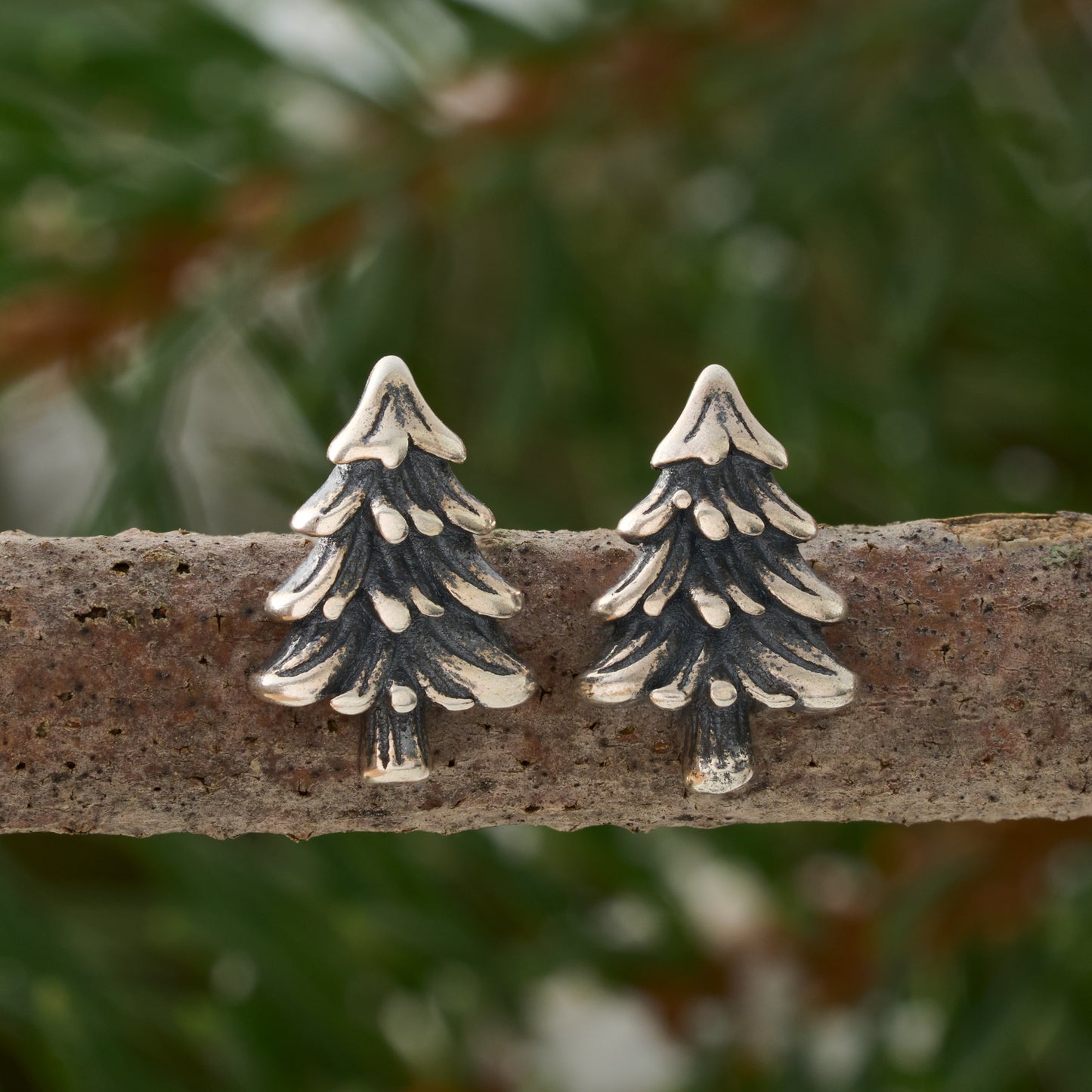 Sterling Silver Tiny Pine Studs