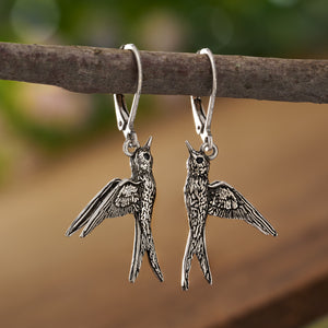 Vintage Swallow Leverback Earrings