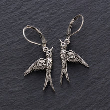 Load image into Gallery viewer, Vintage Swallow Leverback Earrings