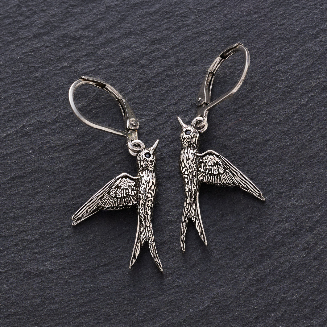 Vintage Swallow Leverback Earrings