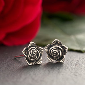 Sterling Silver Vintage Rose Studs