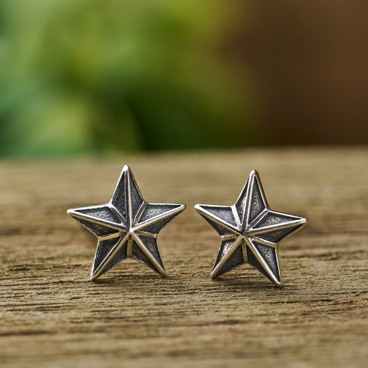 Sterling Silver Vintage Barn Star Studs