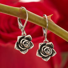 Load image into Gallery viewer, Leverback Vintage Rose Earrings