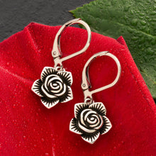 Load image into Gallery viewer, Leverback Vintage Rose Earrings