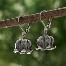 Load image into Gallery viewer, Vintage Lily of the Valley Leverback Earrings - Distressed Silver