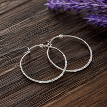 Load image into Gallery viewer, Sterling Silver Hammered Hoop Earrings - Large