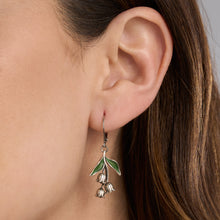 Load image into Gallery viewer, Sterling Silver Lily of the Valley Floral Drop Leverback Earrings