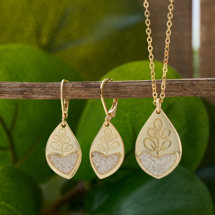 Gold White Turquoise Heart Leaf Gift Set