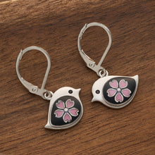 Load image into Gallery viewer, Leverback Cherry Blossom Birdie Earrings