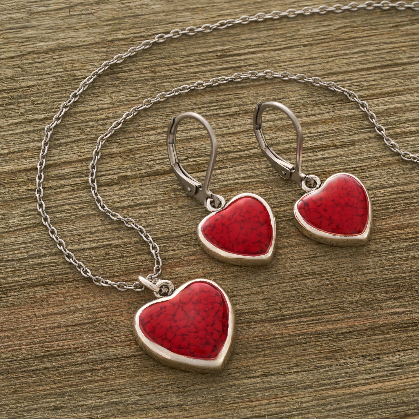 Red Glass Heart Gift Set