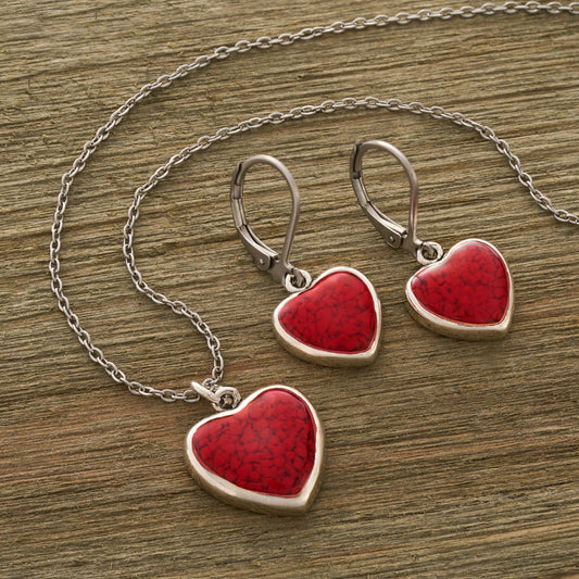 Red Glass Heart Gift Set