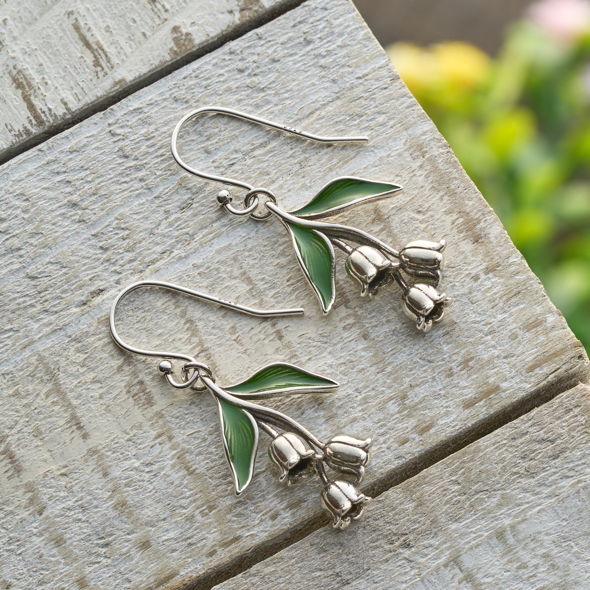 lily flower earrings Vintage Lily of the Valley Floral Drop Earrings with French Hooks