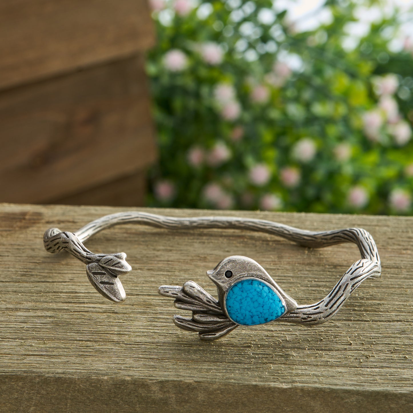 Vintage Blue Glass Birdie Branch Bracelet