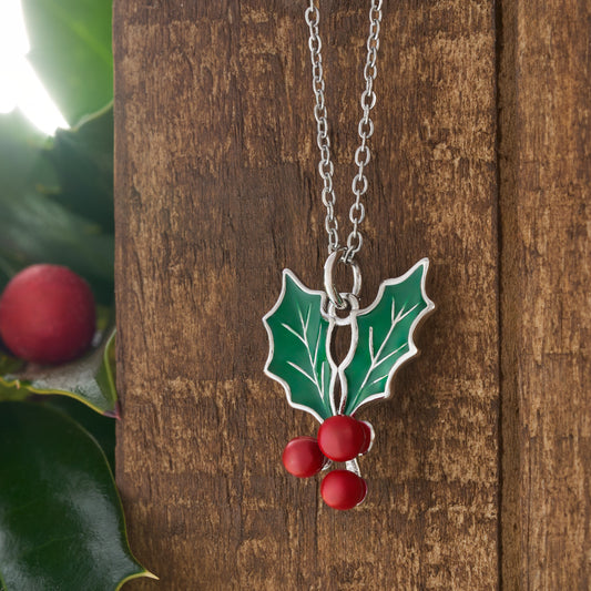 Enamel Holly Berry Necklace