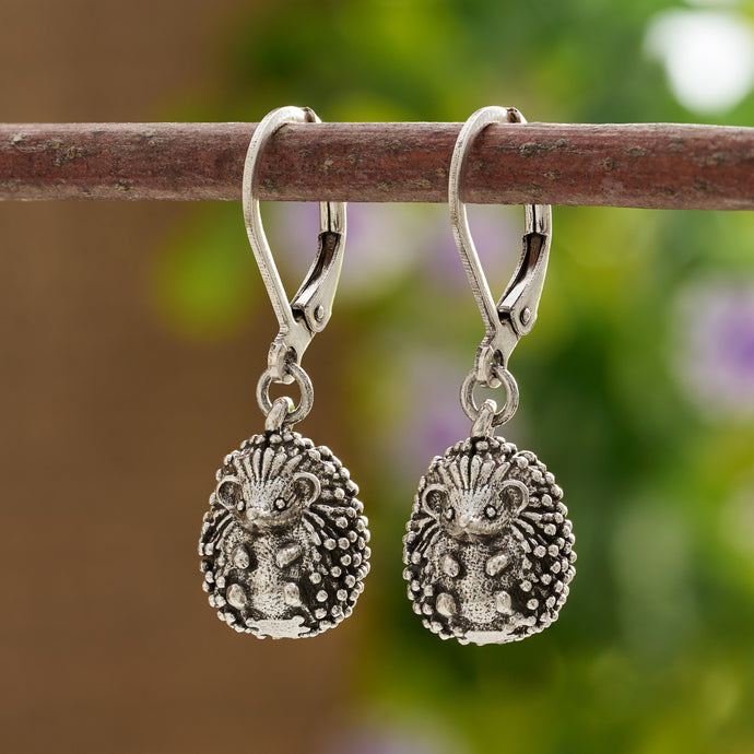 Vintage Curled Hedgehog Leverback Earrings