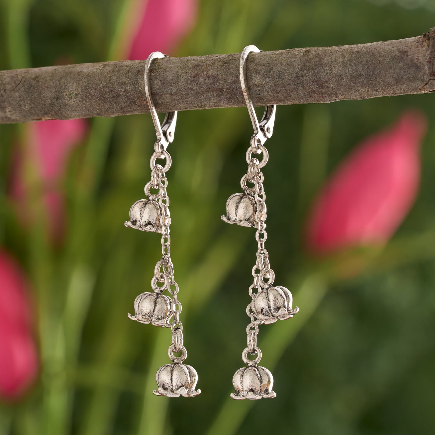 Vintage Lily of the Valley Dangling Leverback Earrings