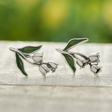 Load image into Gallery viewer, Sterling Silver Lily of the Valley Floral Drop Studs